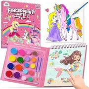 ZMLM Fingerprint Water Coloring Book for kids - Mess Free Watercolor Paint Activity Kit for Toddler Ages 4 5 6 7 8-Magic Finger Painting Set Arts Crafts Toy for Girls Travel Birthday Gift