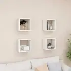 4-Piece High Gloss Cube Floating Shelves Set DIY Wall Mount Display Shelf White