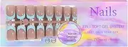 150PCS French Nail Tips 5 Colors French Tips Pr on Nails 15 Sizes Fake Nails for Nail Art DIY Pre-Applied Tip Primer & Base Coat
