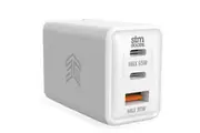 STM 65W GaN Dual Port USB-C and USB-A Universal Travel Power Adapter (White) -