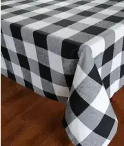 F40244TC60 Style Selections Black/White Buffalo Check Tablecloth 60x60