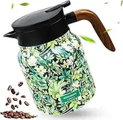 Insulated Jug 316 Stainless Steel Thermal Jug Thermal Coffee Pot 1L Tea Thermos Flask with Vintage Floral Pattern Vacuum Teapot Coffee Warming Jug Flowers Teapot for Hot Drinks