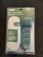 Outdoor Stake Countdown Timer & Dusk-to-Dawn 6-Outlet ( New Sealed)