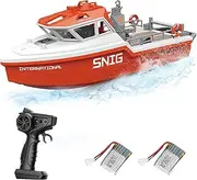 Hitish RC Boat for Kids Adults, 2.4GHz Remote Control Rescue Boat, 10KM/H Racing Boats Toy for Pools Lakes River, 2 Rechargeable Batteries 36+ Min, Low Battery Alarm, Gifts for Boys Girls