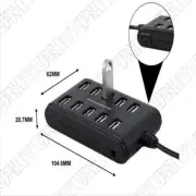 1PC Black 10-in-1USB Hub High Speed Multiple Splitter Adapter Extension Cable