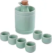 Celadon Wine Glasses Set 8 Pieces Ceramic Sake Set Traditional Sake Cup Set Sake Set with Warmer Pot Sake Drinking Set