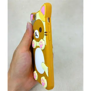 實拍超萌日本rilakkuma輕鬆熊貓咪造型拉拉熊立體矽膠手機殼iphone8/7/5/5s/6/6s/plus軟殼保護