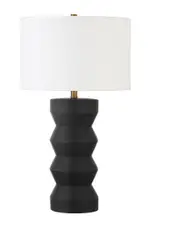 Abraham + Ivy Carlin Matte Black Ribbed Ceramic Table Lamp