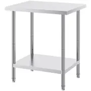 Vevor 61x76.2x86.4cm Stainless Steel Prep Table Silver Heavy Duty Metal with 3 Adjustable Height Levels