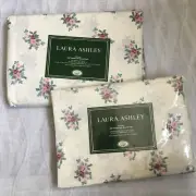 NEW VTG Laura Ashley Florette King Flat Western King Fitted Sheet Set 1989