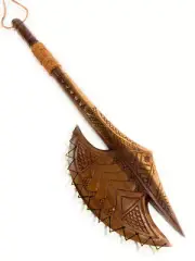 Single Axe Shredder Fijian Club 32 inch w/ Shark Teeth - Acacia Koa Wood - War C