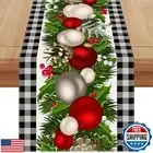 Jiudungs Linen Black and White Buffalo Check Plaid Christmas Table Runner 60