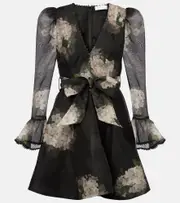[Zimmermann] Zimmermann Balance floral linen and silk minidress AU 8 black