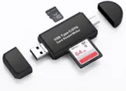 SD Micro SD Card Reader, 3-in-1 USB 2.0 Type C Micro USB Card Reader Adapter