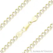 4.3mm Cuban Pave Link Chain Anklet in 14k Yellow Gold-Plated 925 Sterling Silver