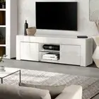 High Gloss TV Stand Entertainment Unit Storage Cabinet Glass Shelf 130CM White