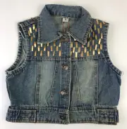 Vintage Blue Denim 90s Sleevless Jacket By Angus Cowboy Size S New Old S