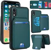 FROLAN for iPhone XR MagSafe Case Wireless Charging with Wallet Detachable Card Holder Premium PU Leather Magnetic Stand Kickstand Protective Phone Cover for iPhone XR 6.1" Green