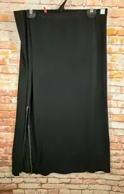 BNWT Ladies Sz L 14 Millers Brand Black Pull On Bling Maxi Split Skirt RRP $60