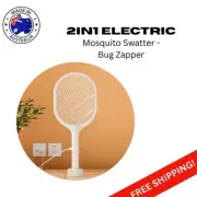 2IN1 Electric Mosquito Swatter Fly Insect Killer Bug Zapper Rechargeable Racket