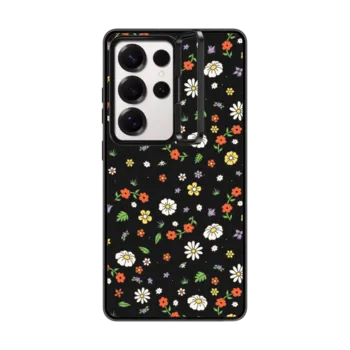 Galaxy S25 Ultra Impact Ring Stand Case Flower Power Dark by Martina Martian