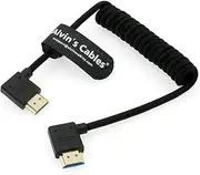 8K 2.1 HDMI High Speed Braided Coiled Cable Left Angle to Left Angle for Atomos Ninja V, Portkeys BM5, for Feelworld Monitor, for Canon C300, Z CAM E2, Sony FS5| FS7| A7S3 Cameras