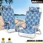 2 Pcs Folding Reclining Beach Chair Set Portable Backpack Camping Cot Chaise Bed