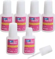 6PCS Brush on Nail Glue for Acrylic Nail Tips, Long Lasting Nail Glue Adhesive Super Bond (10g/pc)