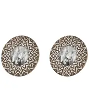 Peyton Lane Round White & Natural Carved Wood Picture Frame