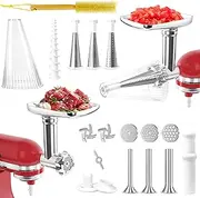 [GLINK] Fruit and Vegetable Attachment Strainer Set with Meat Grinder for Kitchenaid Stand Mixer, Fruits Juicer Vegetables Strainer Attachment and Sausage Stuffer Tubes for Kitchenaid Mixer Attachments