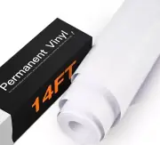 HTVRONT Permanent Self Adhesive Craft Vinyl 12''x14 FT White, for Cricut