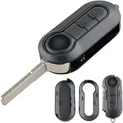 Key Shell 3 Buttons Car Key Remote Control Folding Housing Replacement Fit for Fiat 500 Doblo DUCATO Panda Punto Peugeot Car Keyless Entry Remote Control Key Case for 2010-2017 Fiat 500/2014-2018 Fiat