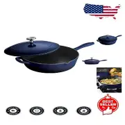 Versatile 12-Inch Covered Skillet: Enameled Cast Iron for All Stovetops