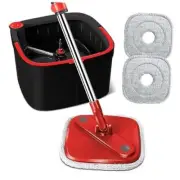 Spin Square Mop and Bucket Set with Replaceable Mop and Bucket Set (2 pads)