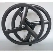 700C Tri Spokes Carbon Fibre Wheelset Road Bike Track Wheels Clincher Rim Brake