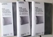 Lot 3 IKEA King Size Pillowcase Grey Gaspa 20x36 Gray 310 Thread 100% Cotton NEW