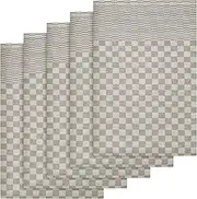 Olivia Rocco Pack Of 5 Kitchen Tea Towels Large 100% Cotton Commercial Grade Check Pattern Lint Free Hotel Quality Dish Cloth Towel Super Absorbent Quick Dry, Natural