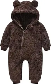 [Generic] Snow Bib 7 8 Infant Baby Hooded Warm Bear Girls Snowsuit Thick Coat Jumpsuit Boys Girls Coat&Jacket Boy Ski Pants 14 Coffee