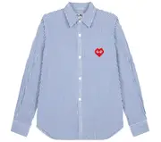 [COMME des GARCONS PLAY] the Artist Invader 女用棉質寬條紋襯衫