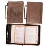 Men's Classic Bible Cover On Wings Like Eagles Mountain Isaiah 40:31, Brown