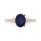 2.21 ct Oval Cut Sapphire Gemstone Solitaire with Accents Promise Ring Rose Gold