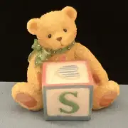 Cherished Teddies Bear With ABC "Q" Letter Block 158488Q 1995 - No Box
