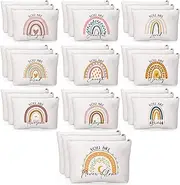 Coume 30 Pcs Inspirational Canvas Cosmetic Bag Motivational Make up Bags in Bulk Travel Pouch Inspirational Gifts for Women Bulk Teacher Student End of Year Employee Appreciation Gifts(Rainbow)