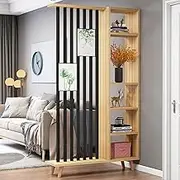 Wall Room Divider, Multi-Functional Wooden Privacy Screens, Wall Privacy Screens with Storage Shelves and Display Racks, Privacy Partition for Space Decoration(Natural,140cm/55.1in)