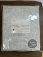 West Elm Cotton Canvas Chambray Print Curtain Panels 48" X 96" Set of 2 - Gray