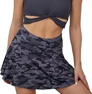 LHDDAGQAX Workout Skirt Women's High Waist Tennis Skirt Running Skort Skirt Ball Pocket Activewear Skort (Color: Gray, Size: XXL) (Gray S)