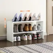 2-Tier Shoe Rack Organizer for Closet, Expandable and Adjustable White Shoe R...