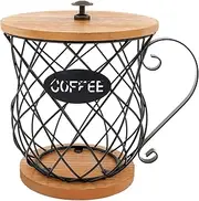 PHWRECZ Coffee Pod Holder Coffee Pod Holder with Lid and Handle Large Capacity Coffee Capsules Holder Coffee Pods Storage Organizer for Home Office Countertop Decor (Black with Lid)