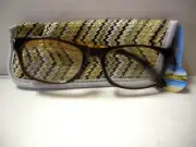 Reading Glasses W/Case, Island Readers, Brown Frames, Strength 1.25, Brand New