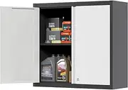 Metal Garage Wall Cabinet with 2 Door,Locking Wall Storage Cabinet with 1 Adjustable Shelf,Wall Cabinet for Home Office Garage Basement School and Workshop,Assembly Required